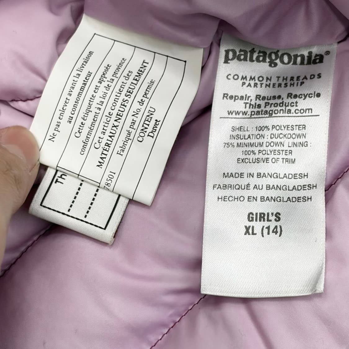 PATAGONIA 걸스 덕다운 경량 패딩 XL 상품이미지6