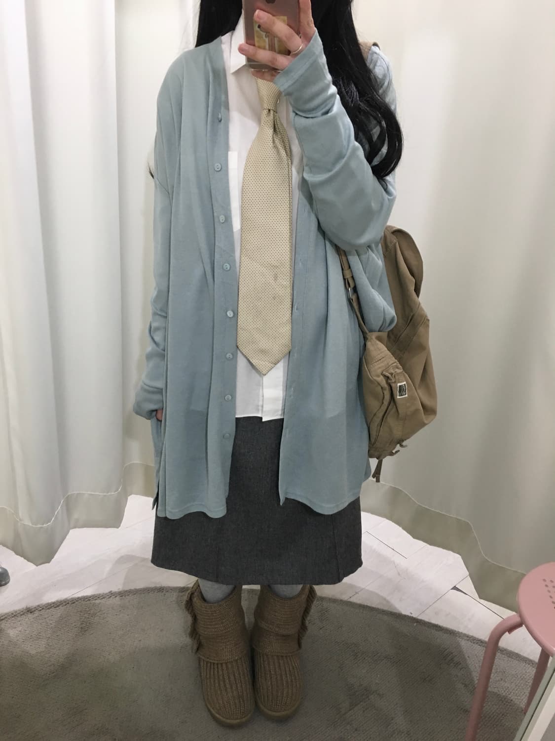 mint grey hand warmer cardigan 상품이미지2