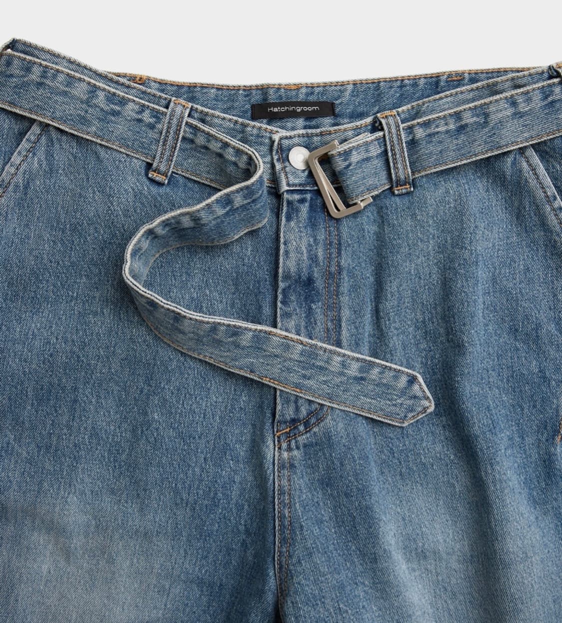 해칭룸X디키즈 벨티드 스노우 데님팬츠 Washed Blue 3 size 상품이미지4