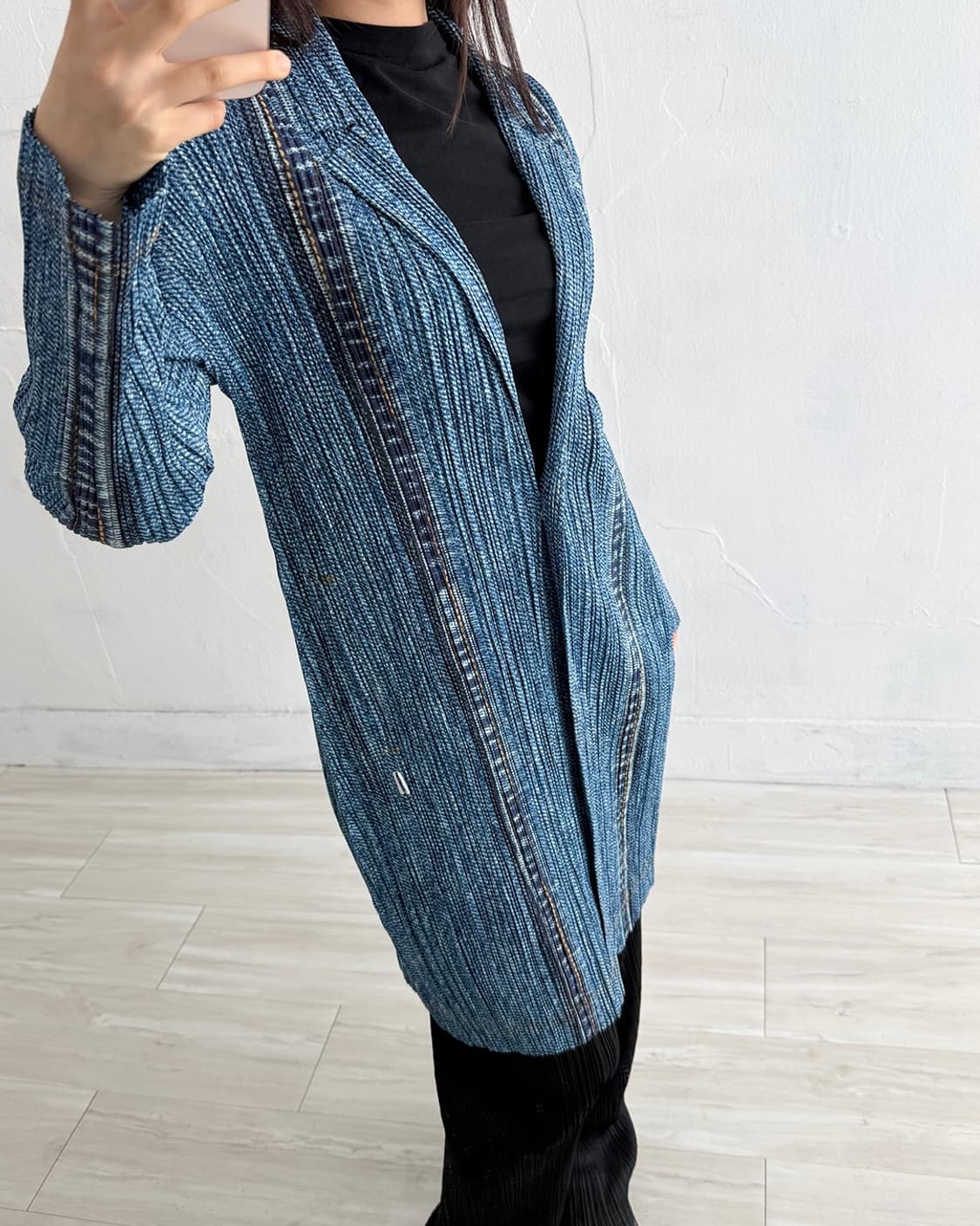 Pleats PleaseDenim Pattern Long Cardigan 상품이미지3
