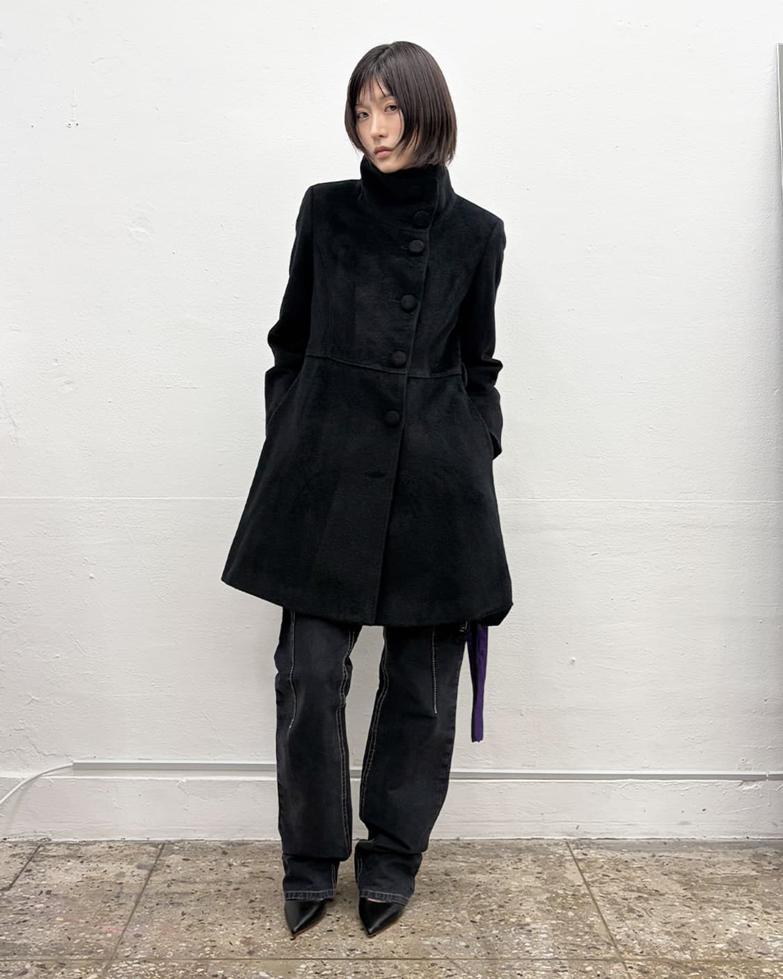 빈티지 하이넥 앙고라 코트 상품이미지5