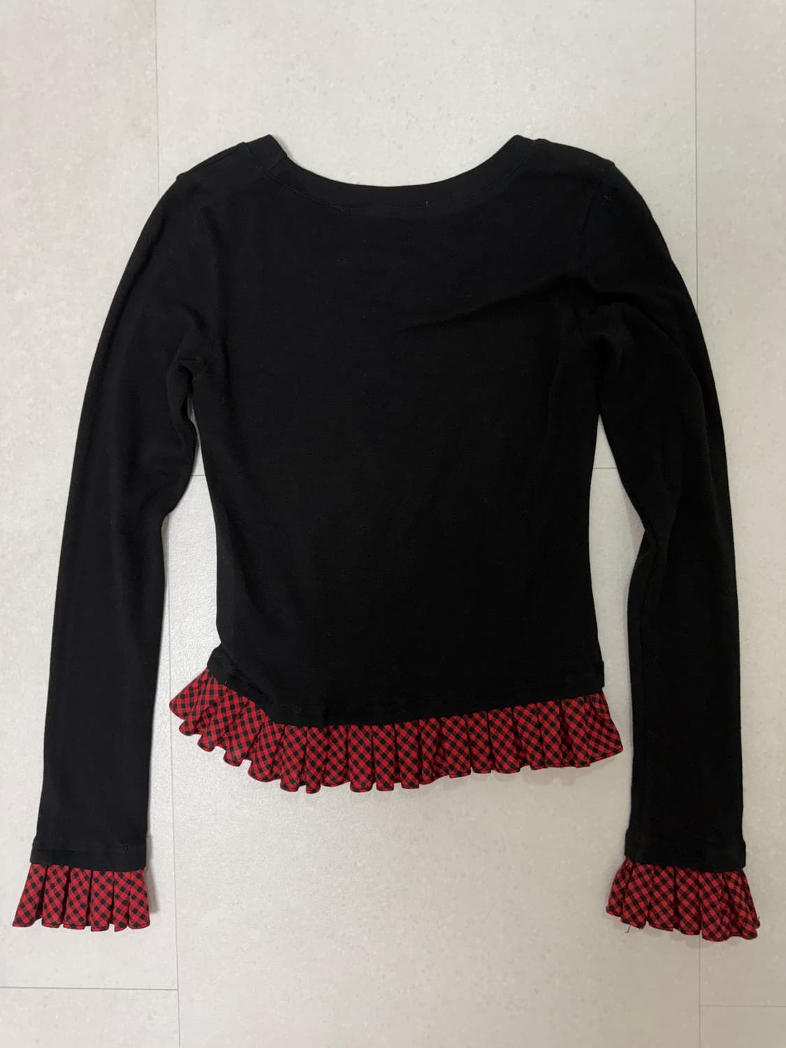 셋업이엑스이 CHECK FRILL TOP / BLACK  상품이미지3