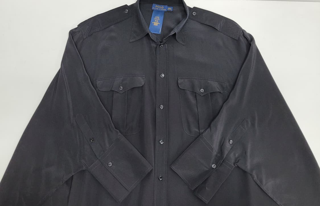 POLO 폴로랄프로렌 오버핏 실크 블라우스 셔츠 / 여 XS 블랙 상품이미지3