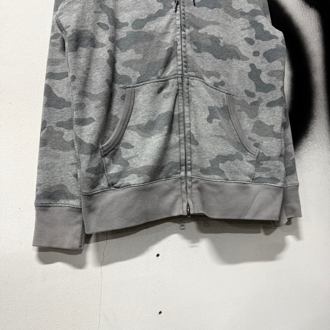 유니클로 풀 카모 플라주 패턴 투웨이 코튼 집업 후디 헤더그레이 상품이미지4