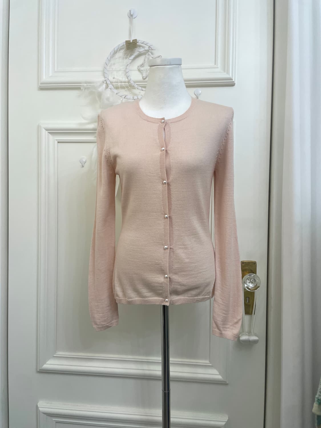 lovely pink pearl button basic cardigan 상품이미지1
