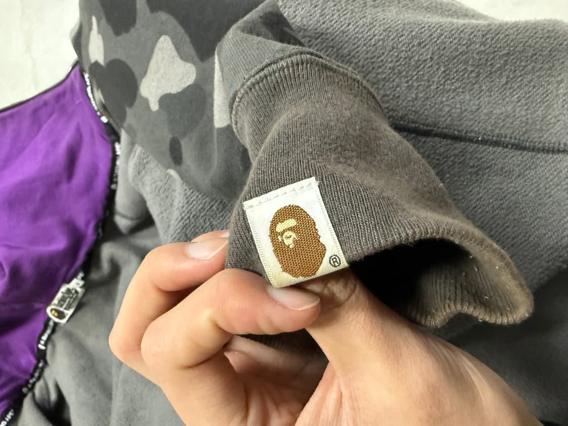 베이프 컬러 카모 타이거 샤크 와이드 풀 집 후드 블랙 XL 상품이미지8