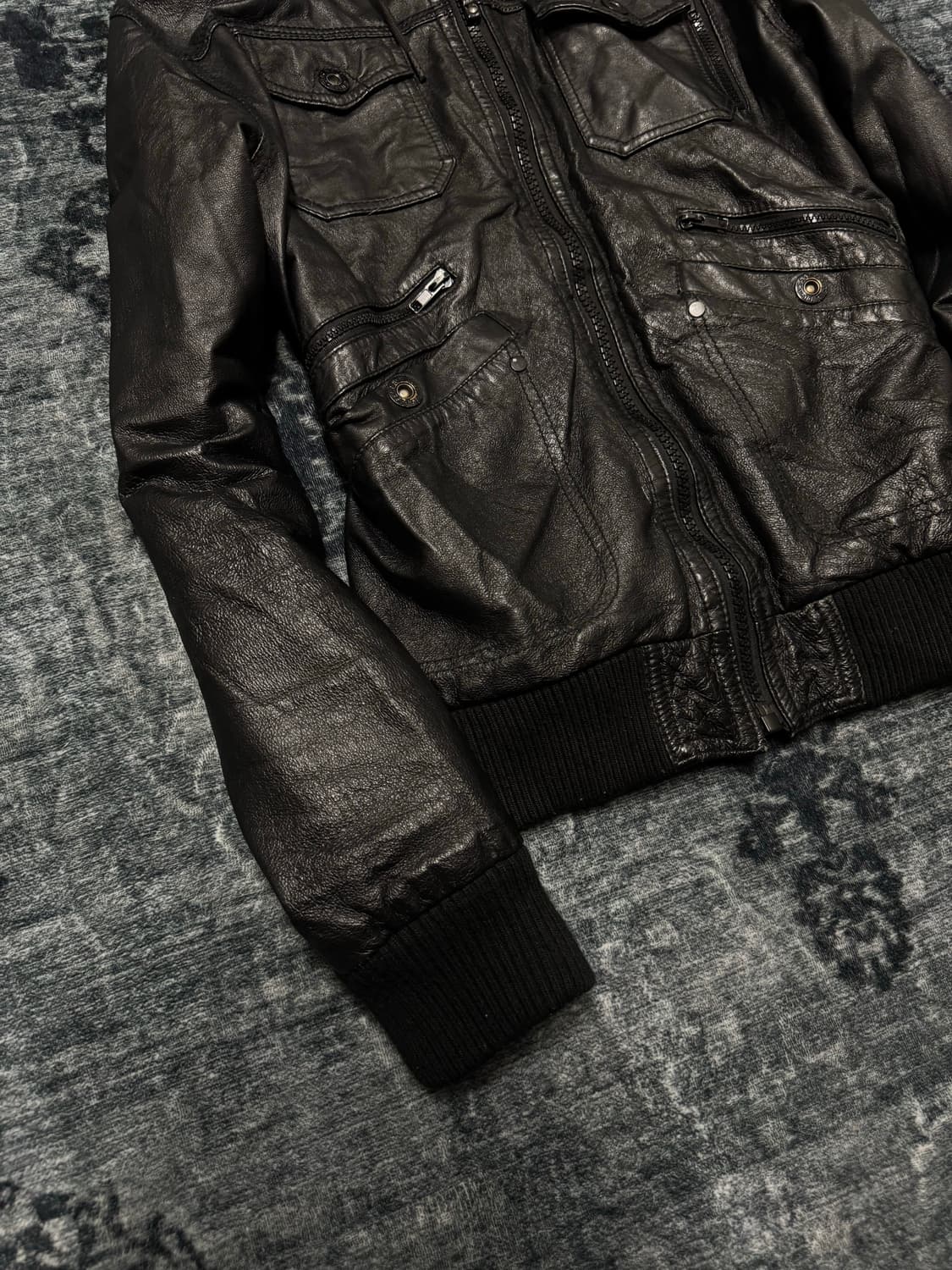 River island hood gimmick leather jacket 상품이미지4