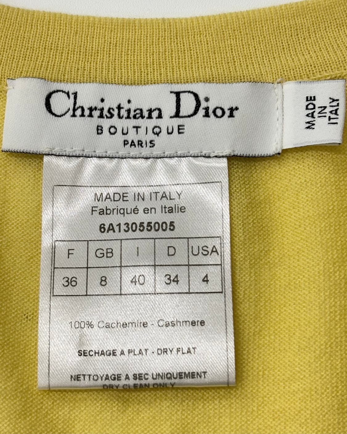 Dior 디올 옐로우 캐시미어 슬리브리스 니트 상품이미지6