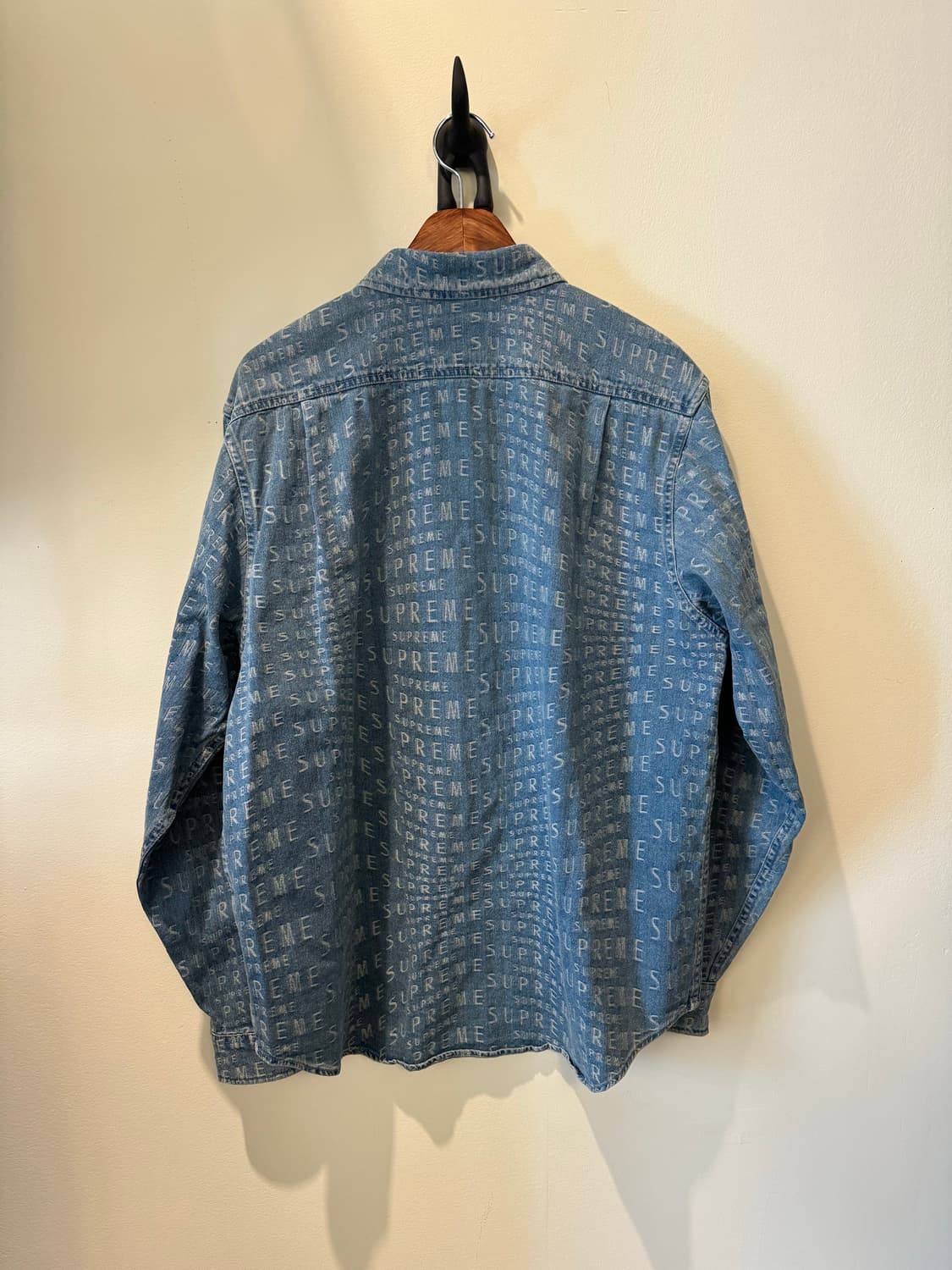 [L] 슈프림 워프 자카드 로고 데님 셔츠 상품이미지2