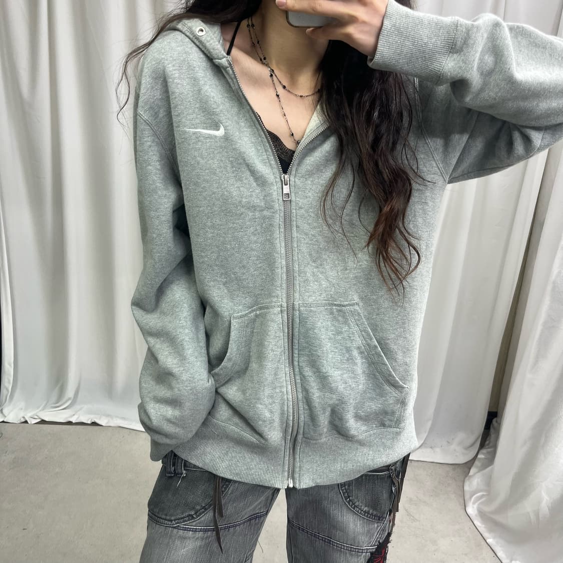 Nike swoosh small logo hood zip-up 상품이미지3