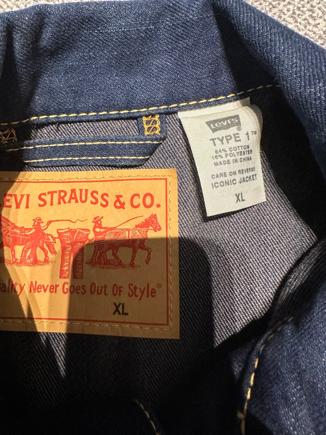 리바이스 타입1 진청 데님 자켓 XL 상품이미지3