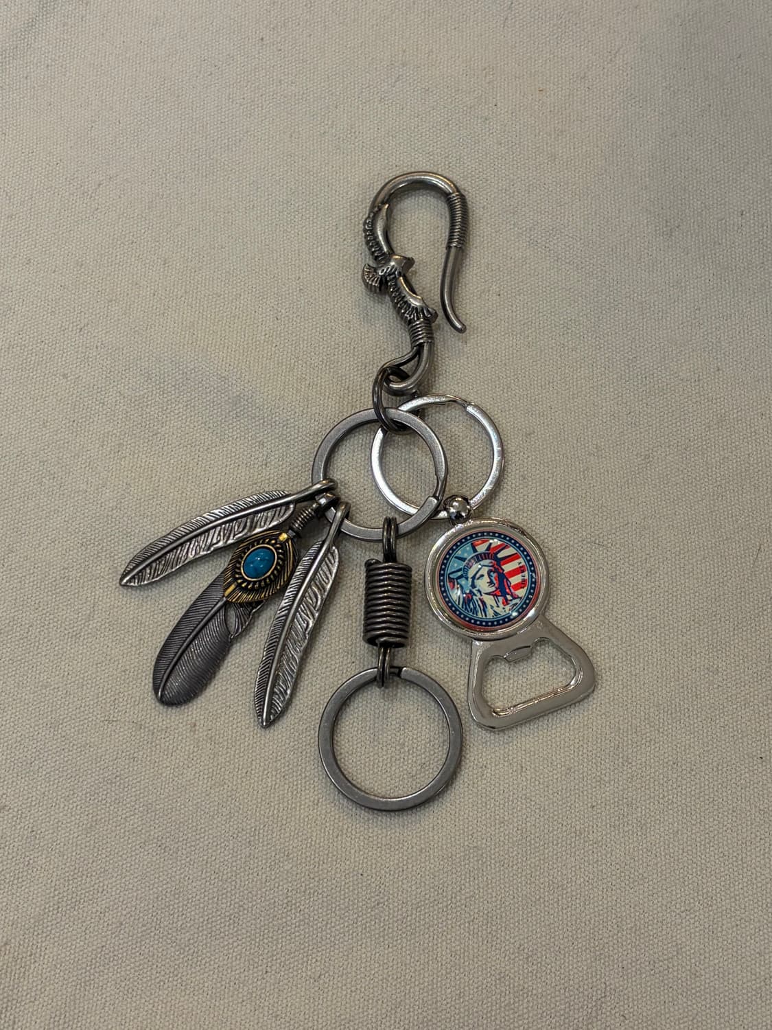 빈티지 터키석 페더 키링 상품이미지1