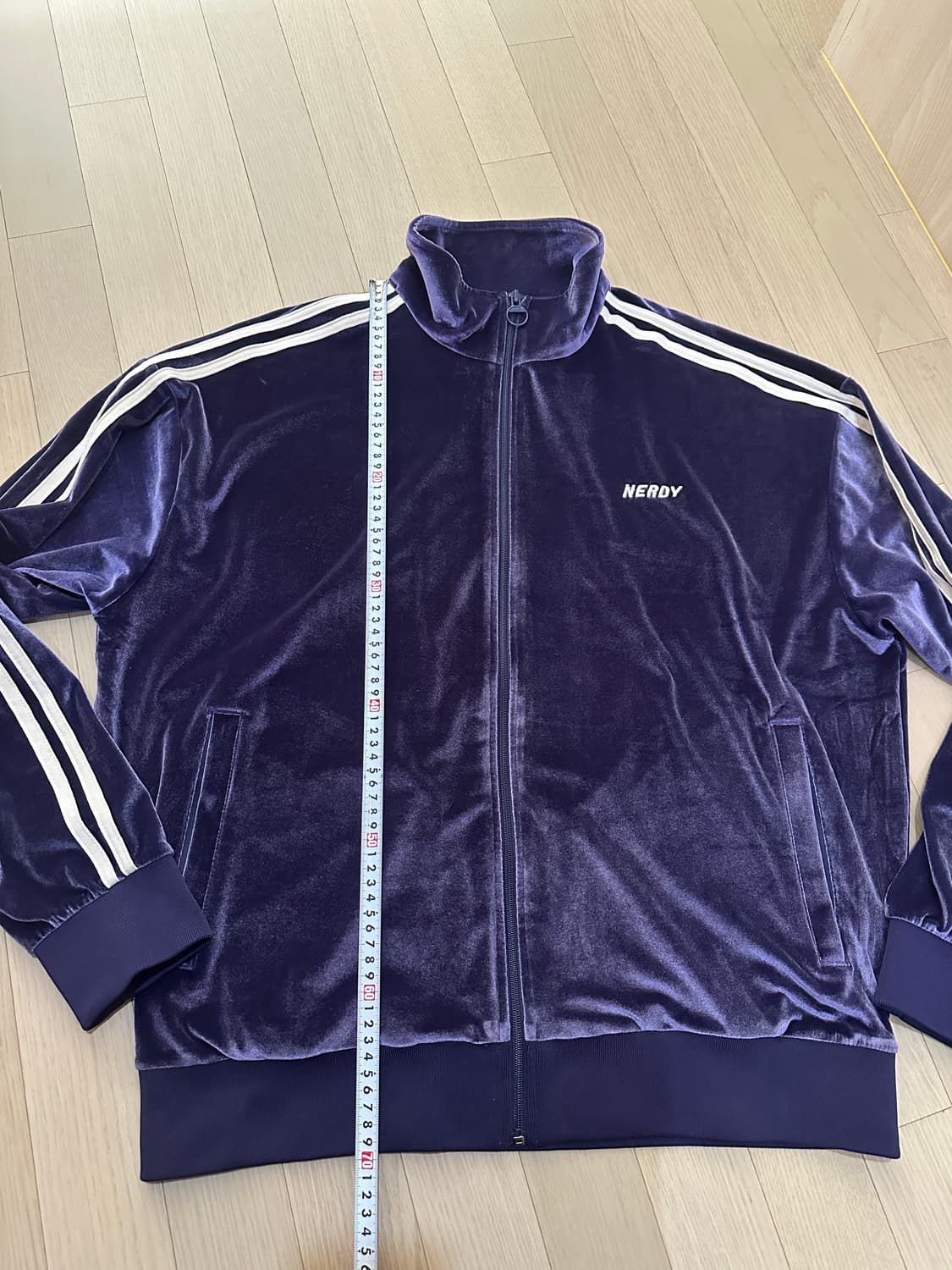 널디 벨벳 져지 트랙자켓 퍼플 보라 L 상품이미지2