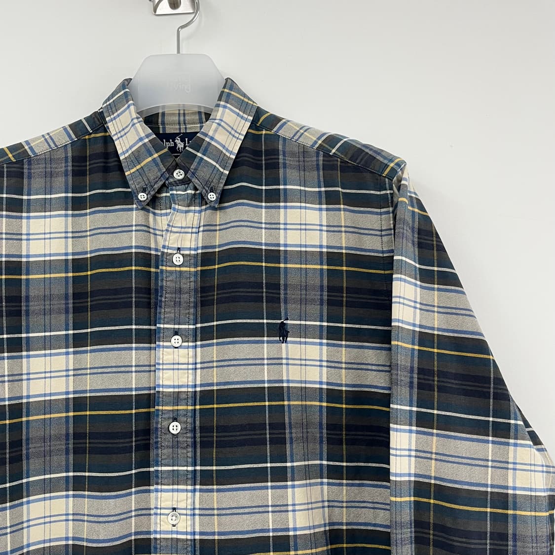 폴로 랄프로렌 90s 그린 브라운 체크 남방 셔츠 상품이미지4