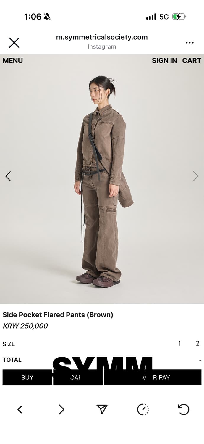 SYMM Side Pocket Flared Pants (Brown) 상품이미지2