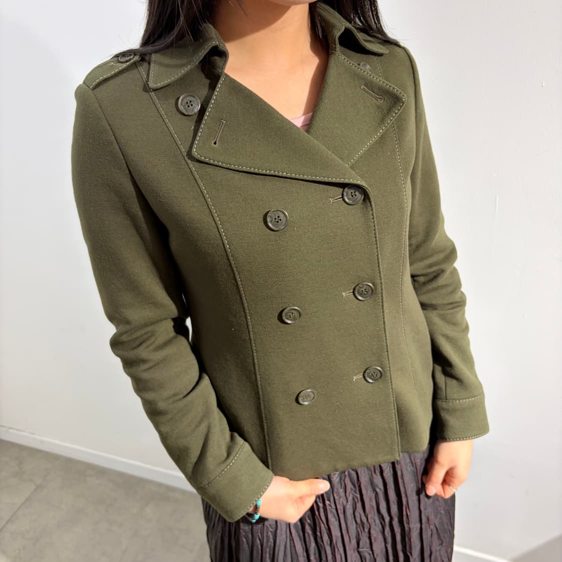 Plein de vie 카키 스티치 더블 자켓 상품이미지3