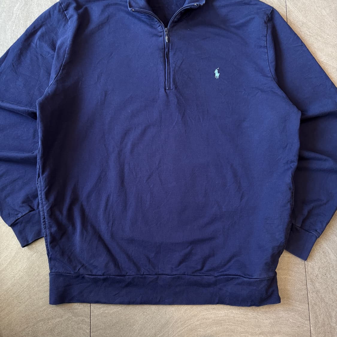 폴로 정품 네이비 피마 코튼 반집업 니트 상품이미지4