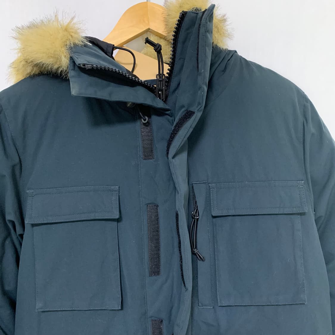 칼하트 빈티지 퍼 후드 야상 패딩 블루그린 남성 XS 남녀공용 상품이미지3