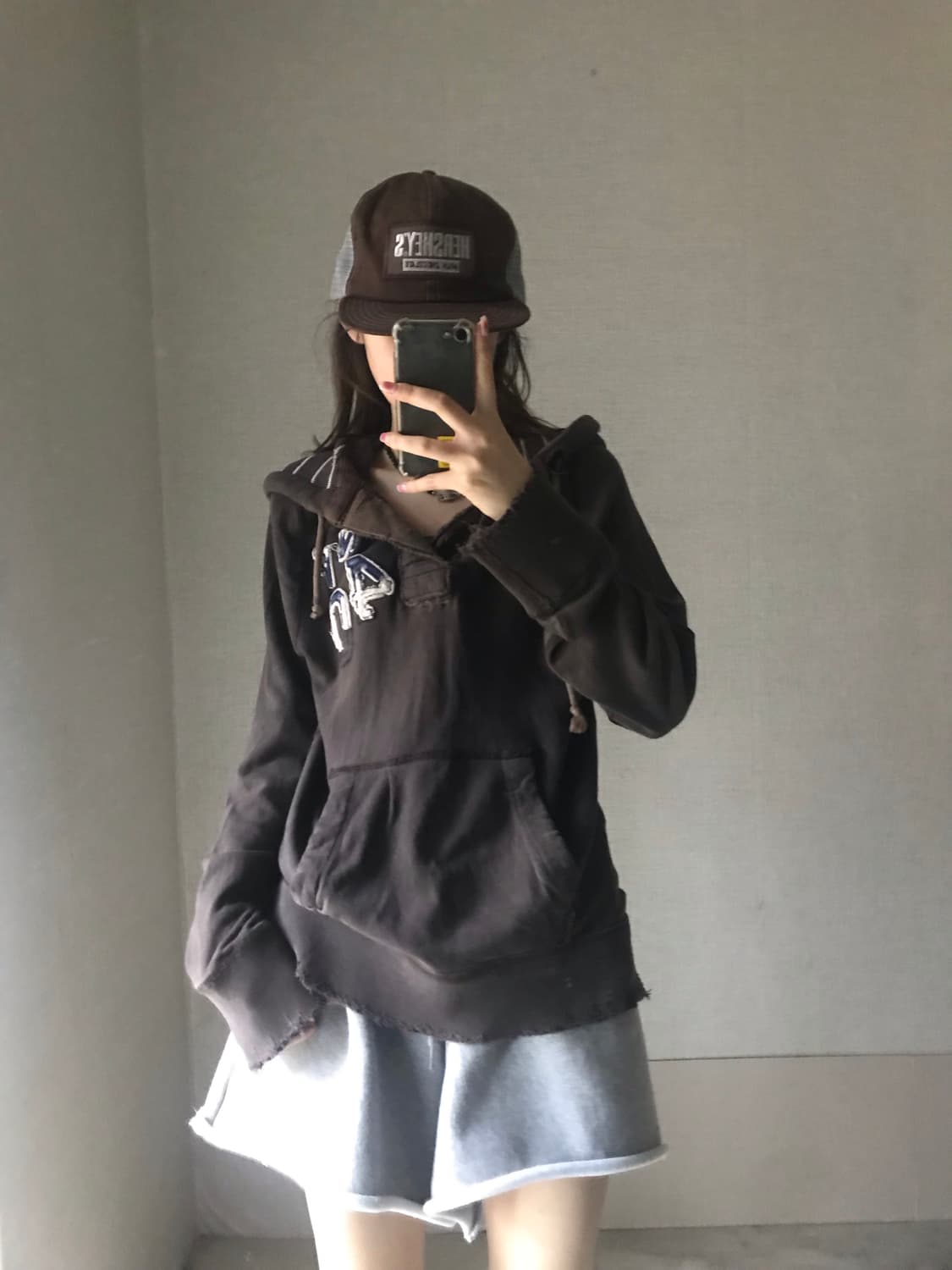 아베크롬비 브라운 오버핏 버튼 후드티 상품이미지1