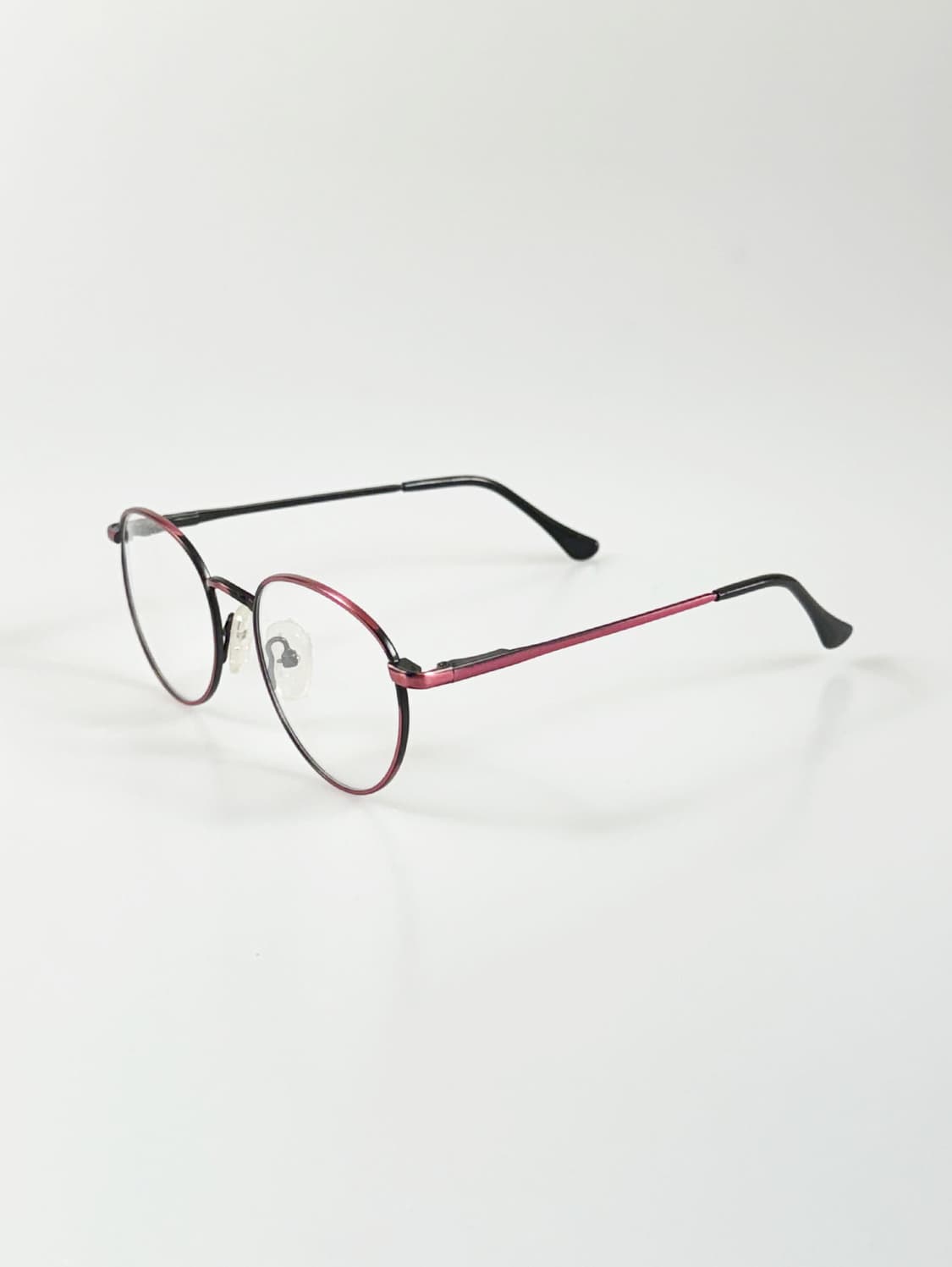 90s 유럽제 핑크 블랙 투톤 슬림 라운드 빈티지 안경 상품이미지3
