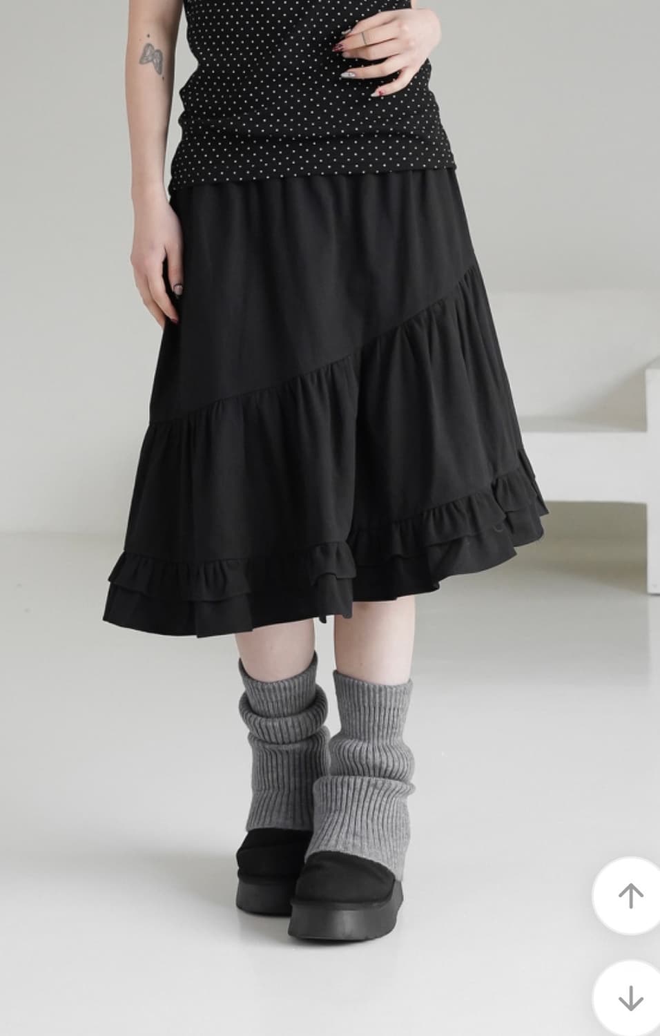 프릴 레이어드 미디 스커트 프릴 미디 스커트 레이어드 치마  상품이미지2