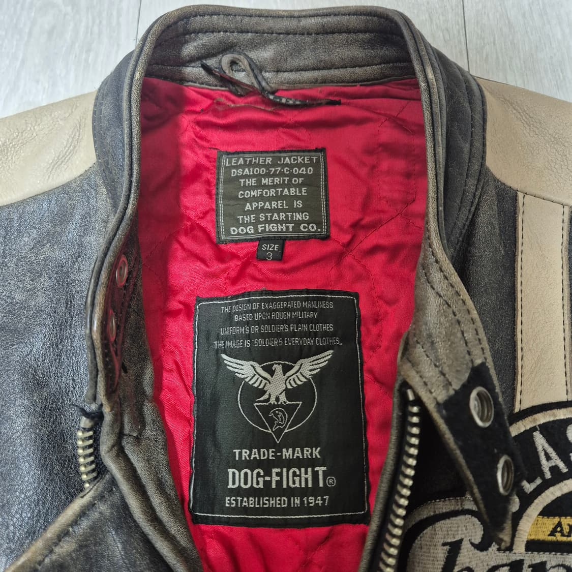 90s DOG FIGHT 레더 자켓 (L) 상품이미지4
