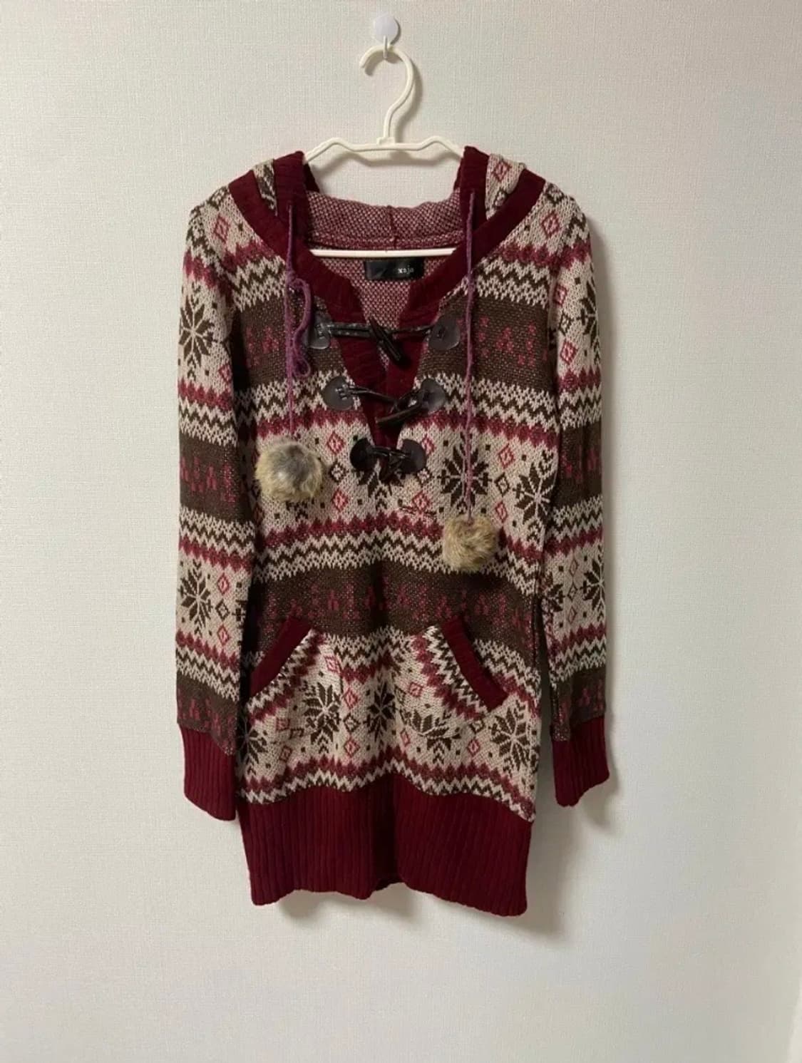 일본 빈티지 라떼히메오네갸루 모리걸 보헤미안 니트 후드티 상품이미지2