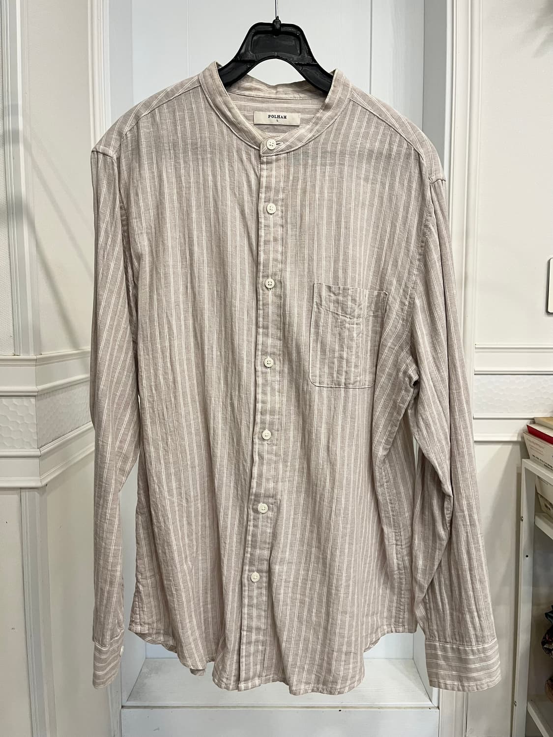 폴햄 헨리넥 베이지 린넨 셔츠 상품이미지1