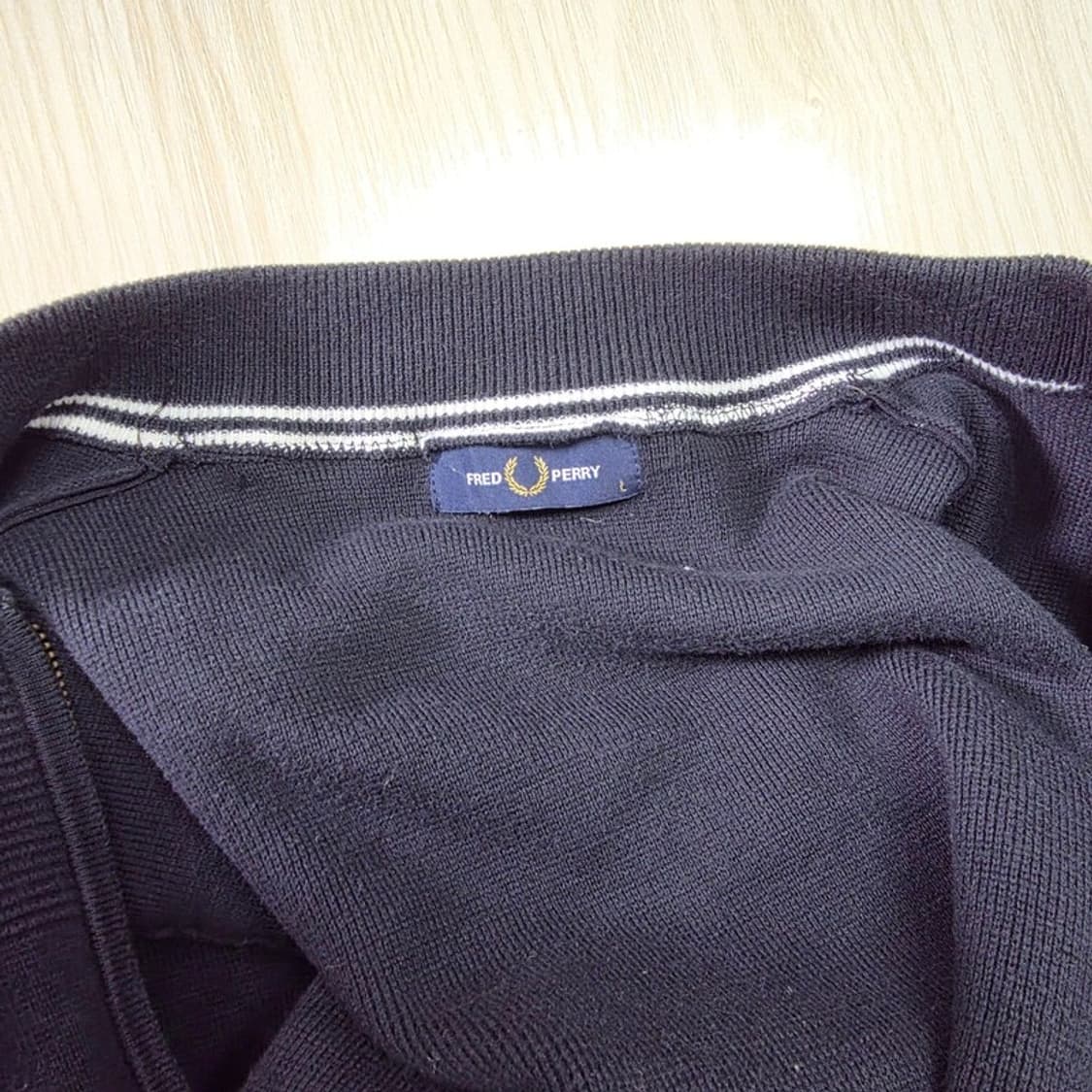 프레드페리 월계관 로고 블랙 니트 집업 가디건 L 상품이미지5