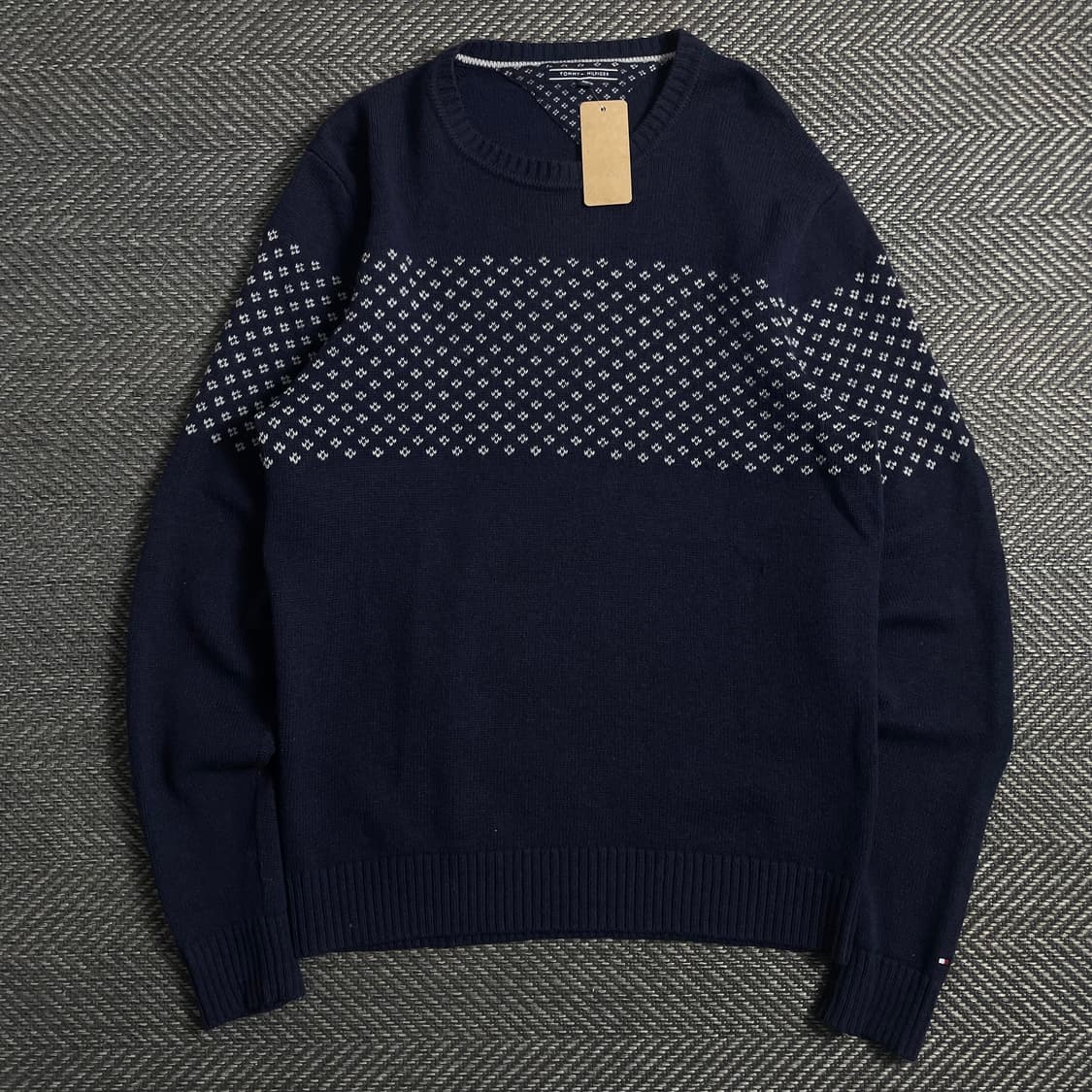 타미힐피거 패턴 라운드넥 니트 네이비o 5022 상품이미지1