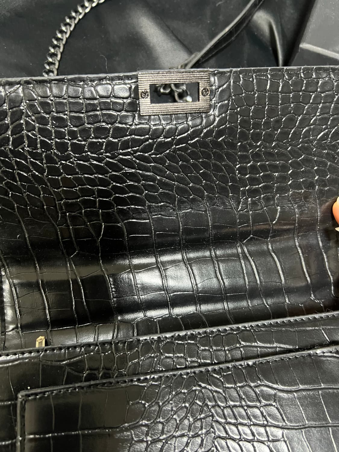 Vintage crocodile blackchain 크록 블랙체인 숄더 상품이미지7