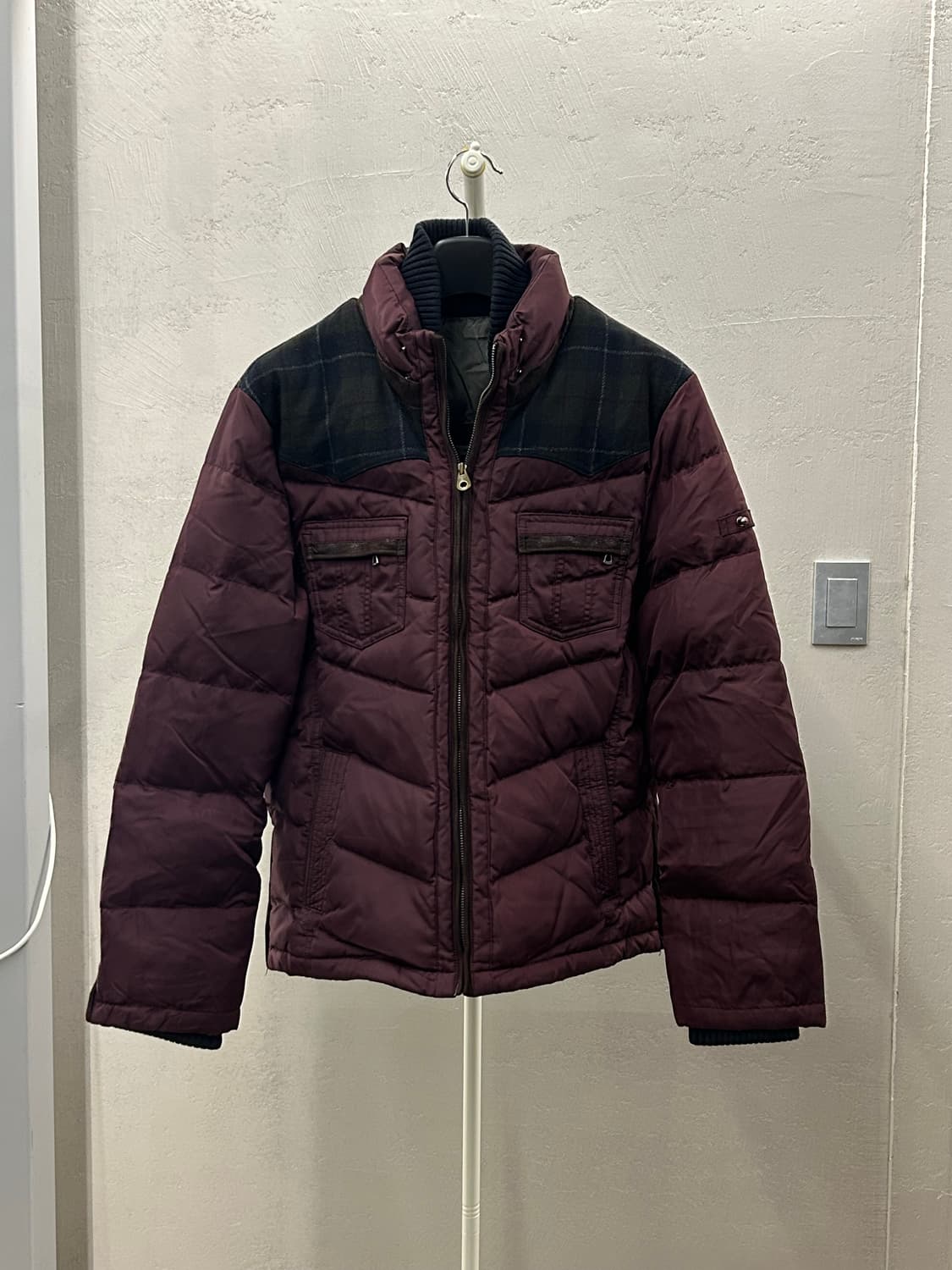 시리즈(series) 버건디 체크 패딩 점퍼 상품이미지2