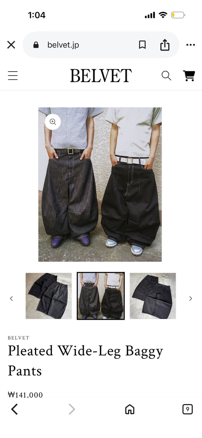 Belvet Pleated Wide-Leg Baggy Pants grey 상품이미지1