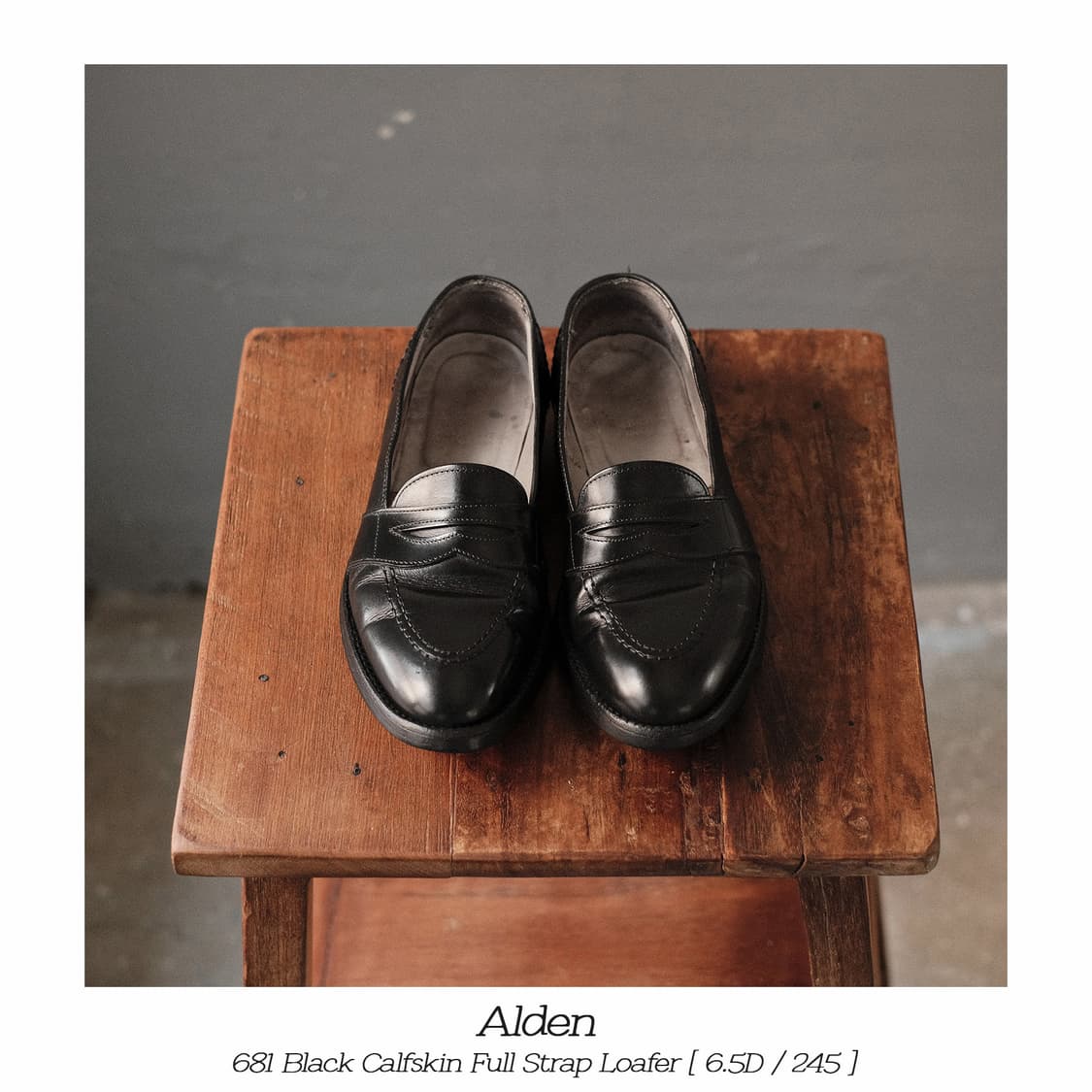 알든 681 6.5D(245사이즈) 블랙 카프 페니로퍼 상품이미지1