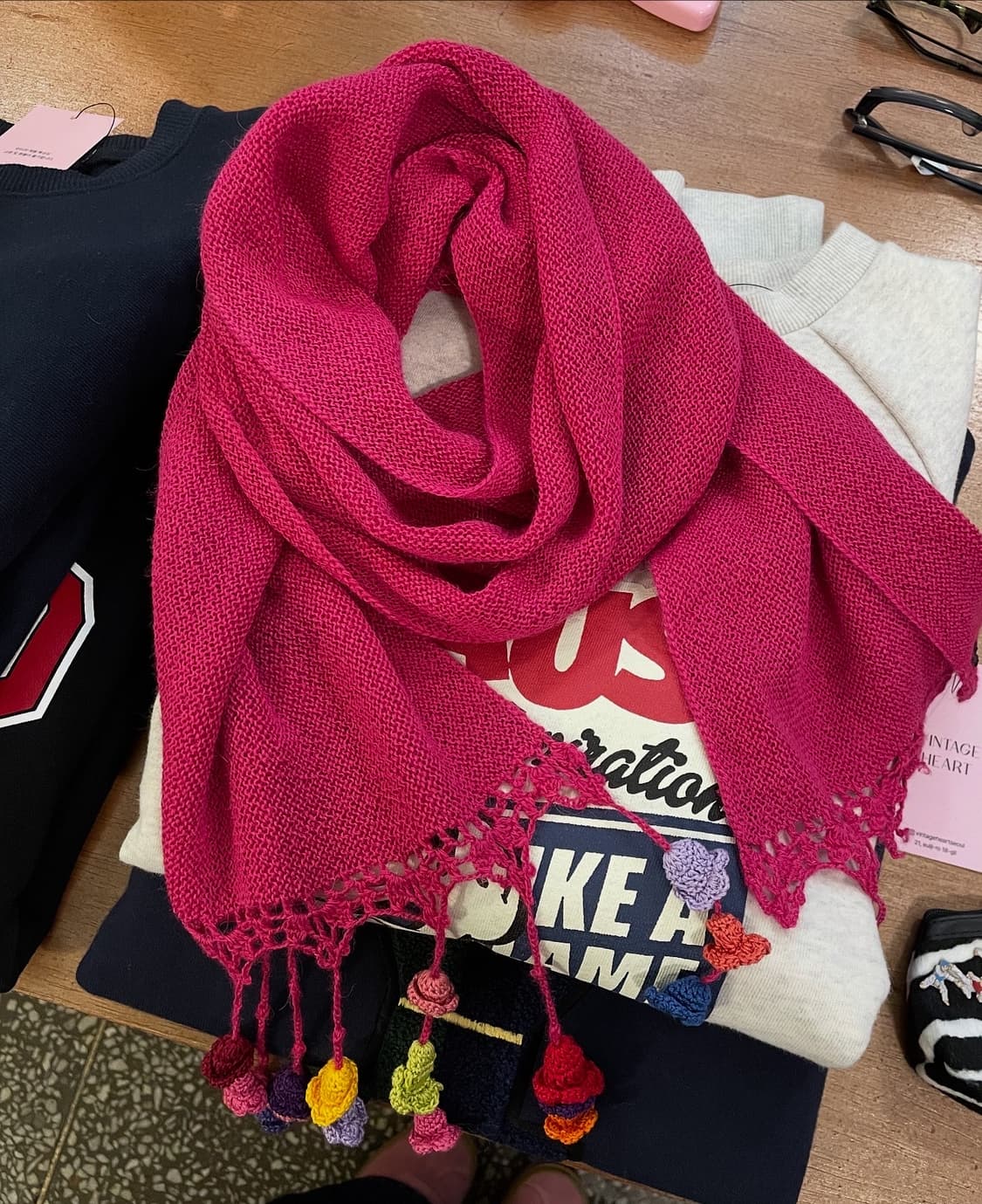 핑크 니트 머플러 [무배] 상품이미지1