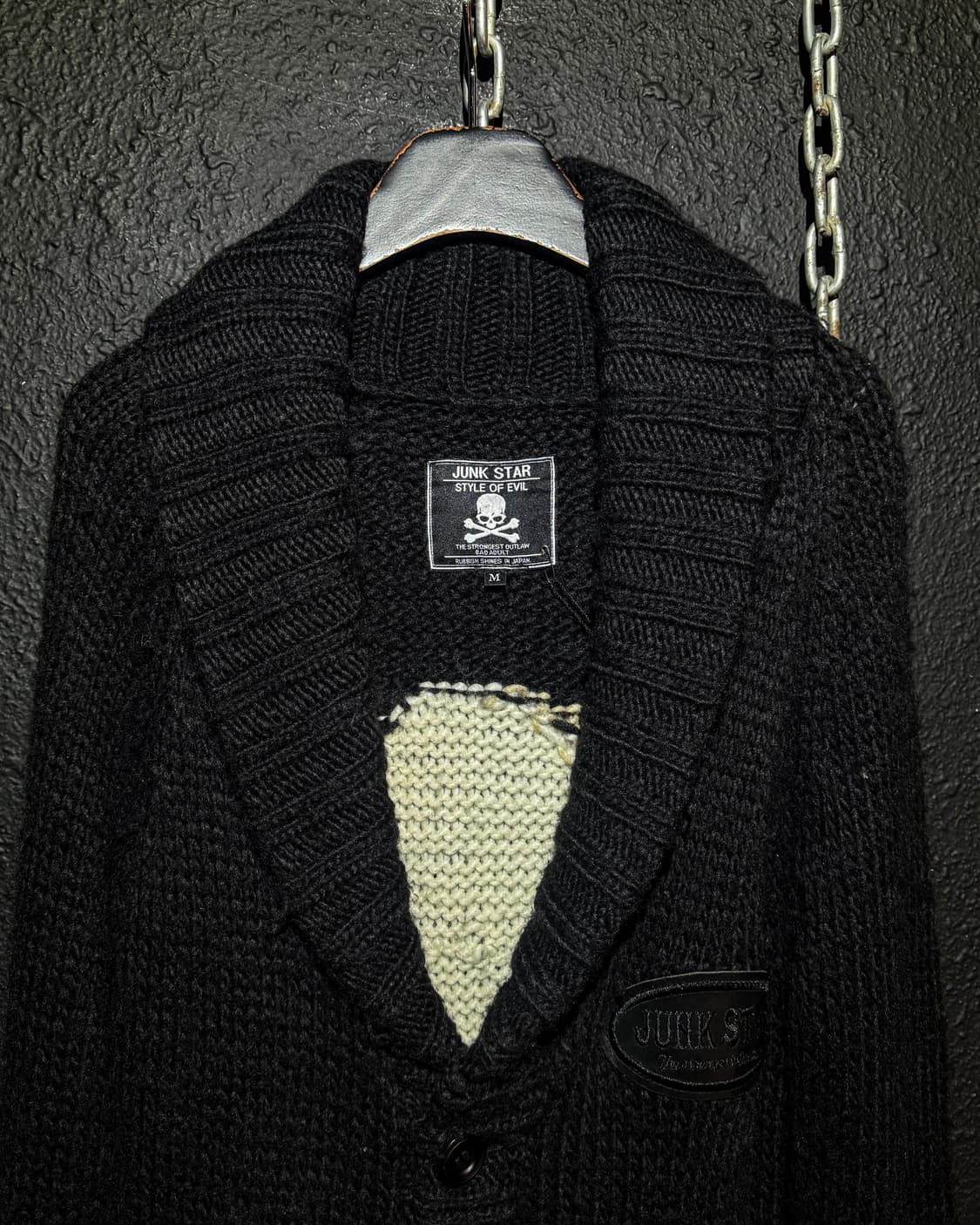 JUNK STAR – Skull Knit Shawl Cardigan  펑 상품이미지3