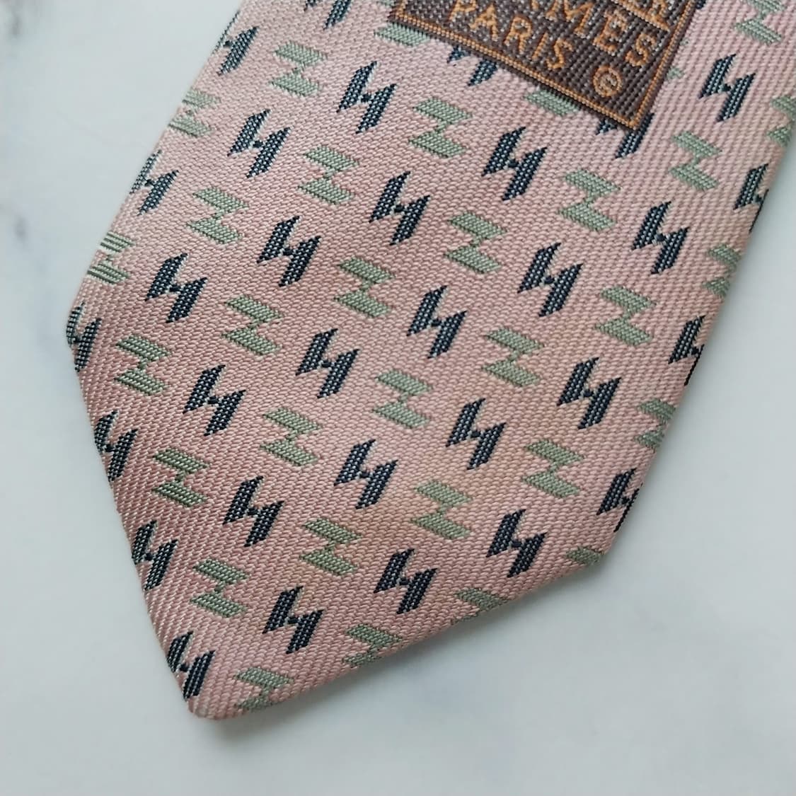 에르메스 실크 핑크 H 자카드 넥타이 9.7cm A등급 K1477
 상품이미지10