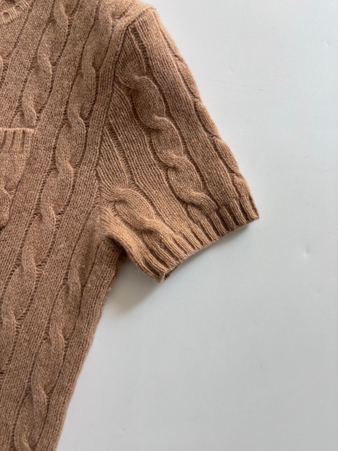 Polo 폴로 신형 QR 딥베이지 컬러 케이블 반팔 니트 상품이미지7