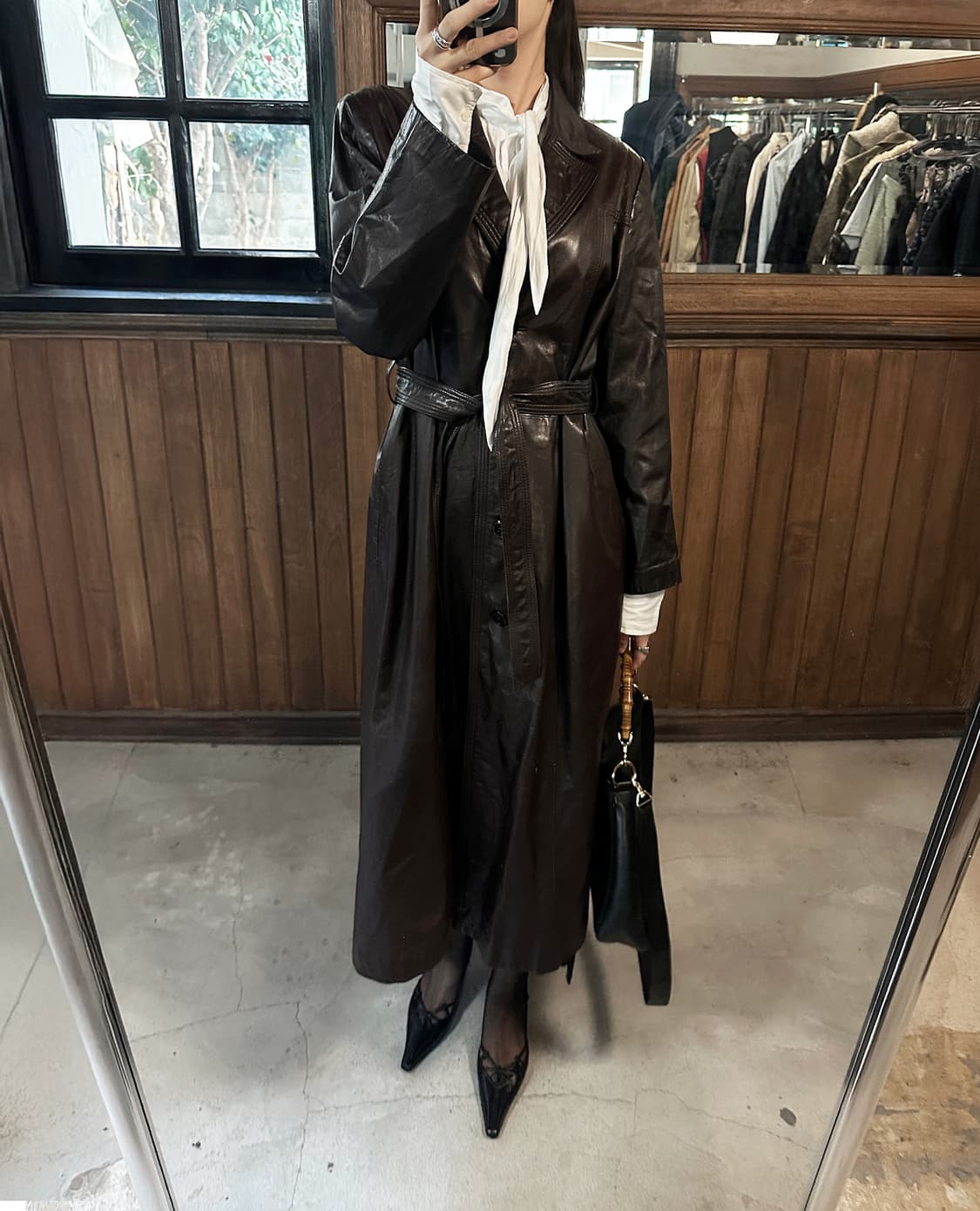 JPV leather brown long coat 상품이미지2