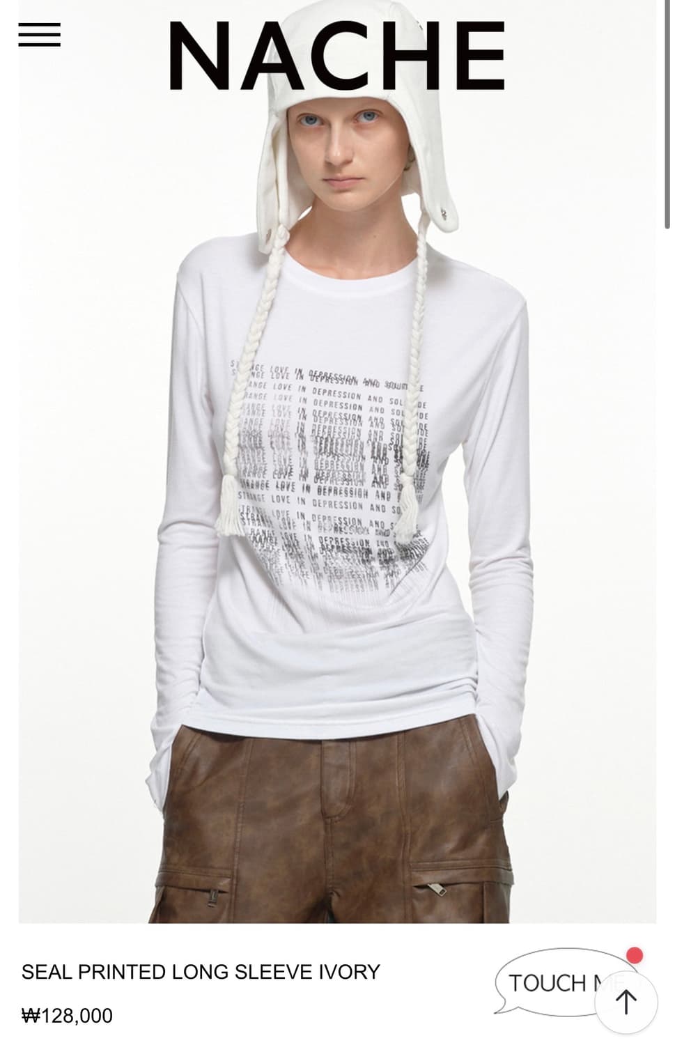 나체 nache SEAL PRINTED LONG SLEEVE IVORY 상품이미지1