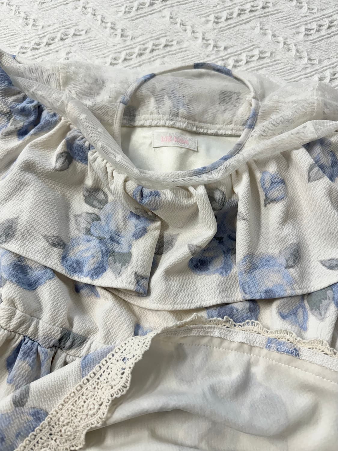 리즈리사 플라워 패턴 레이스/도트 디테일 원피스 상품이미지6