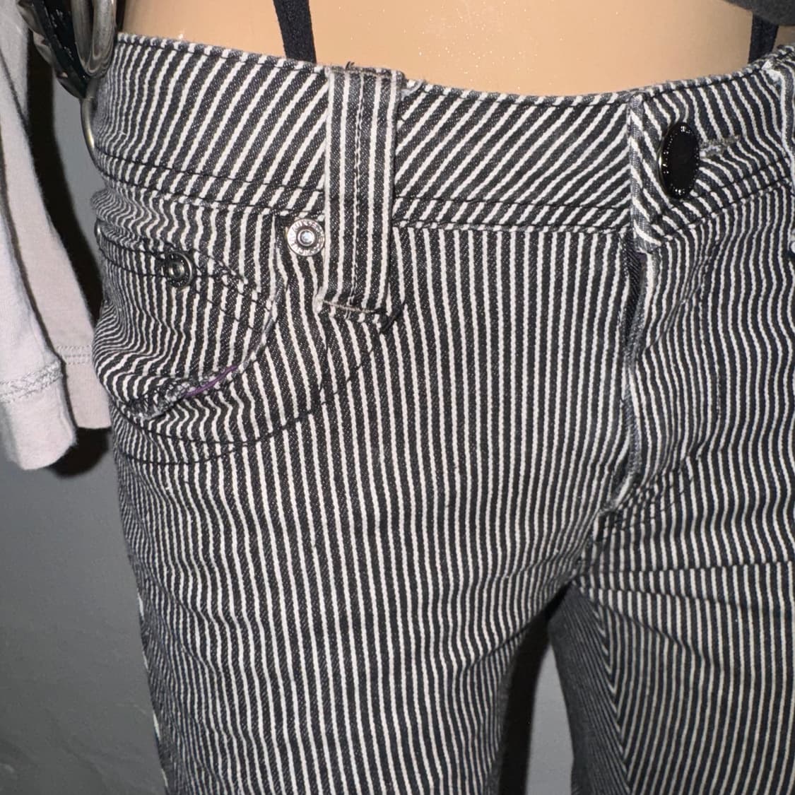 스트라이프 밑단 셔링 7부바지 상품이미지4