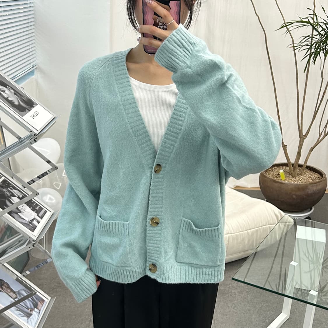 유니클로 민트색 가디건 상품이미지4