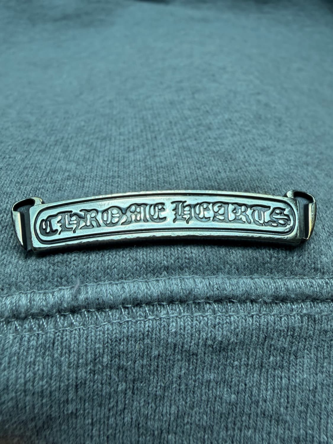 [S] 크롬하츠 크로스 레더 패치 후드 페이퍼잼 후드 그레이 상품이미지3