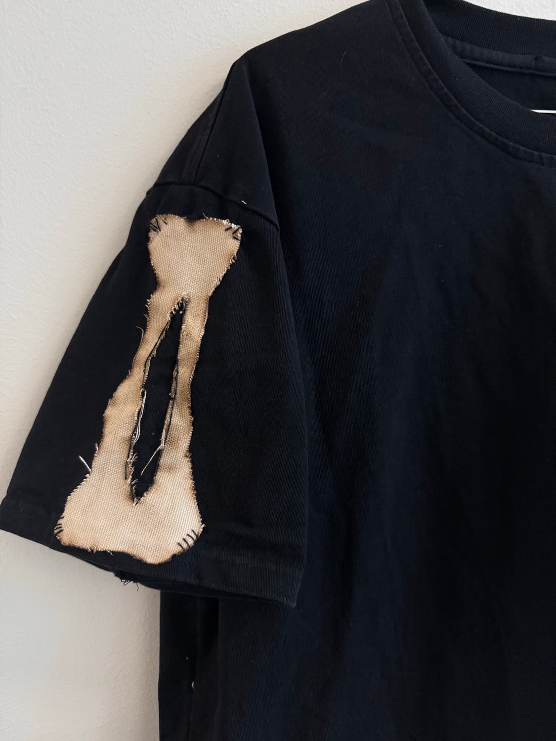 빈티지 핸드메이드 스켈레톤 패치 커스텀 반팔 상품이미지3