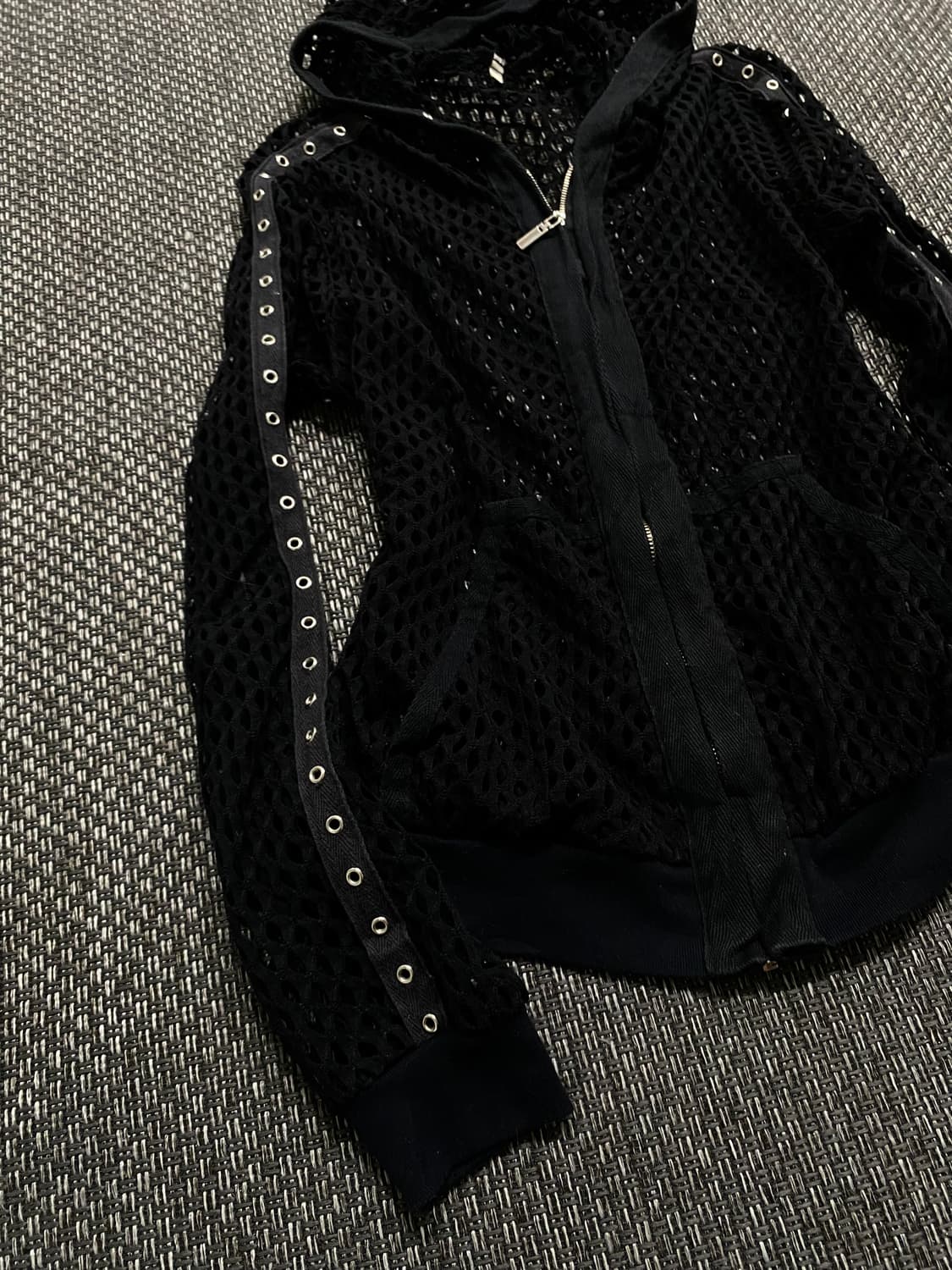 Y2K Girl Eyelet Detail Mesh Crop Hoodie  상품이미지2