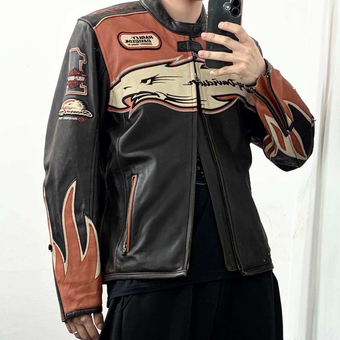 할리데이비슨 소가죽 플레임 레이싱 자켓 상품이미지4