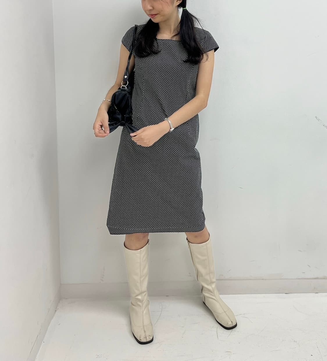 Black dot ops 검정 다트/땡땡이 반팔 원피스 상품이미지2