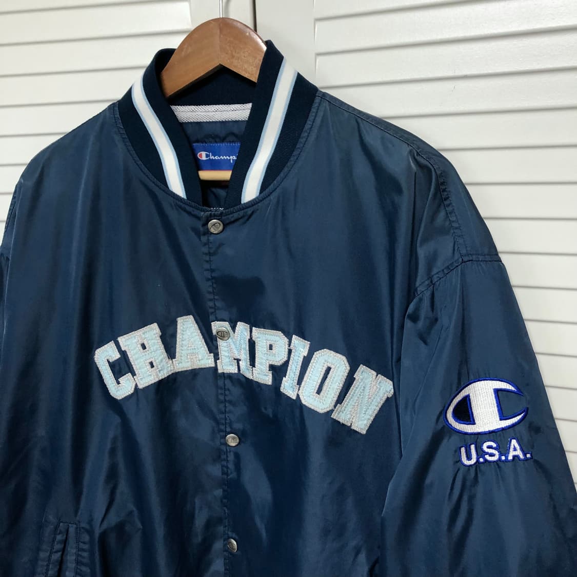 챔피온 USA 바시티 자켓 희귀 네이비 상품이미지2