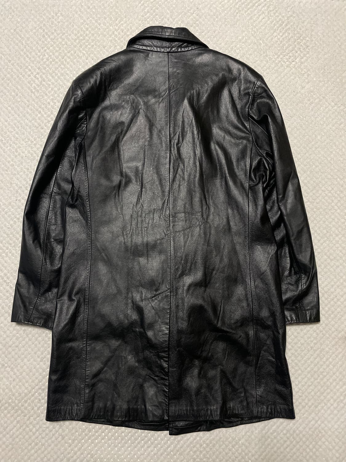 웨스턴 무드 카우하이드 소가죽 4버튼 레더 카 코트 상품이미지4